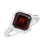 Natural 3.3 Carat Asscher Cut Garnet Engagement Ring with Diamond Halo