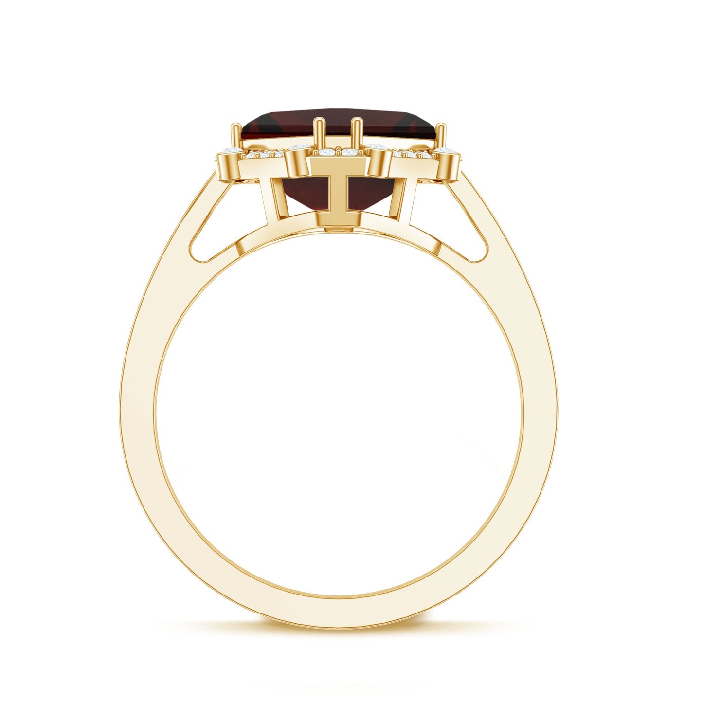 Natural 3.3 Carat Asscher Cut Garnet Engagement Ring with Diamond Halo