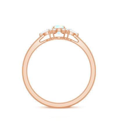 Real Ethiopian Rainbow Opal Diamond Promise Ring with Certificate