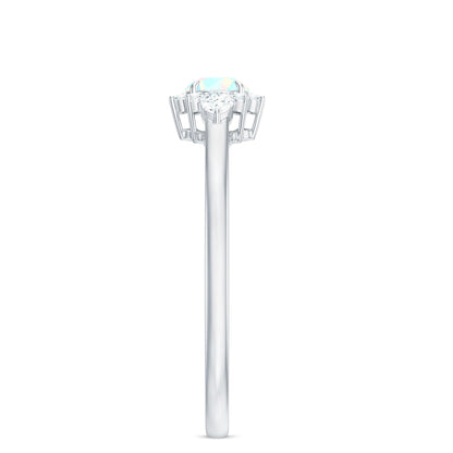Real Ethiopian Rainbow Opal Diamond Promise Ring with Certificate