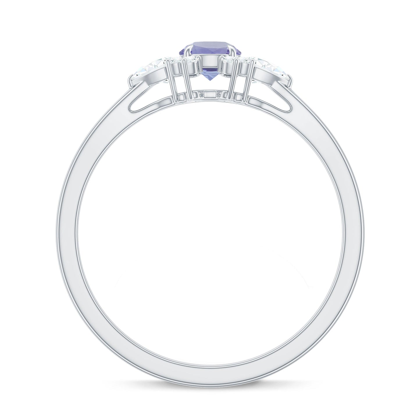 Real Tanzanite Promise Ring with Diamond