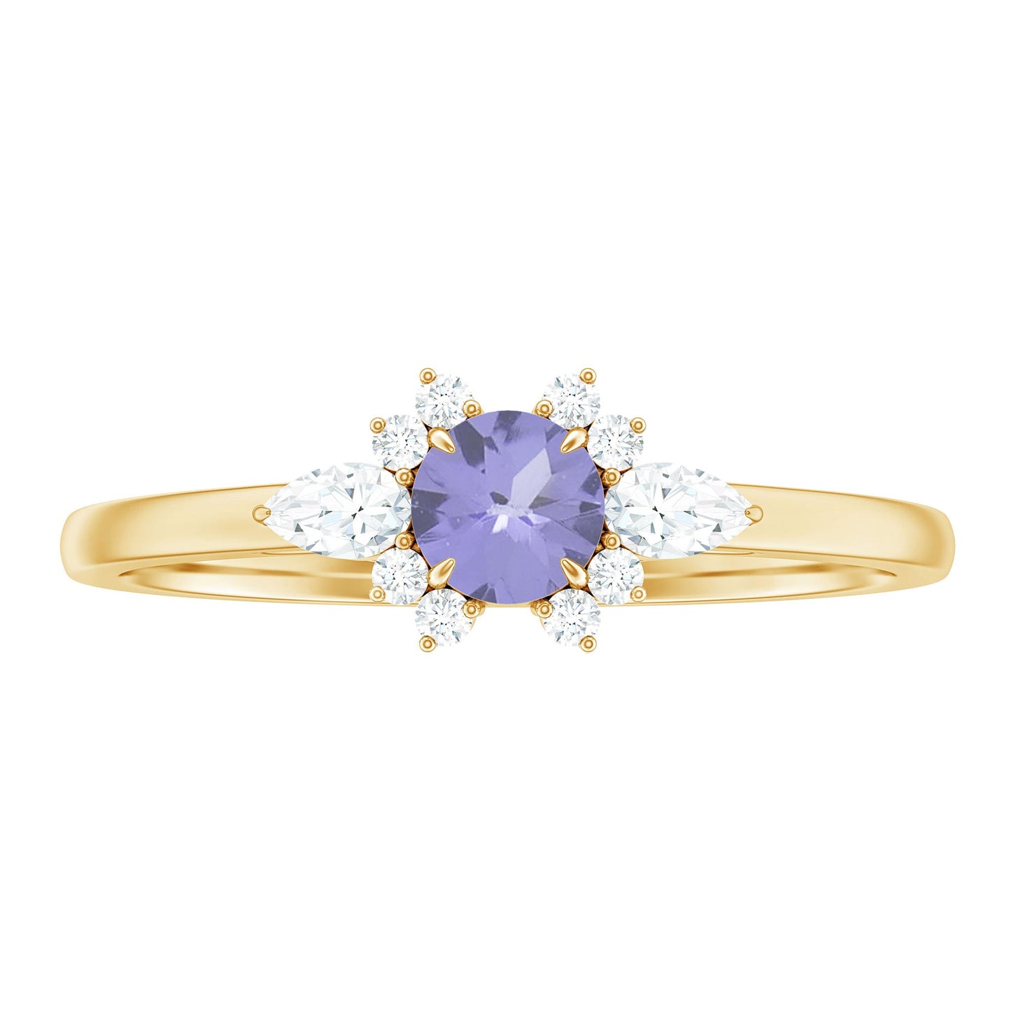 Real Tanzanite Promise Ring with Diamond