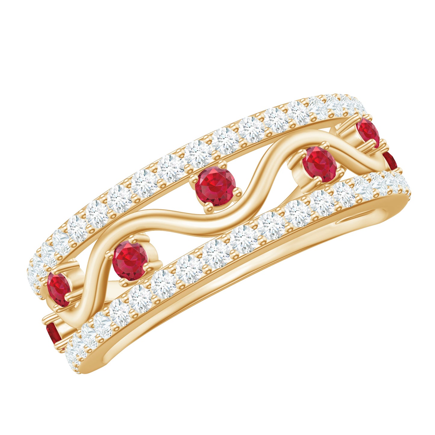 Lab Created Ruby and Diamond Designer Anniversary Band