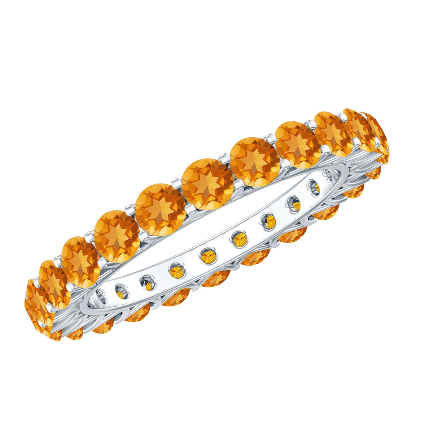 Round Citrine Simple Full Eternity Band Ring