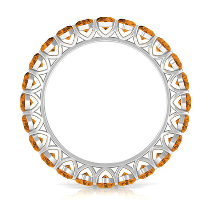 Round Citrine Simple Full Eternity Band Ring