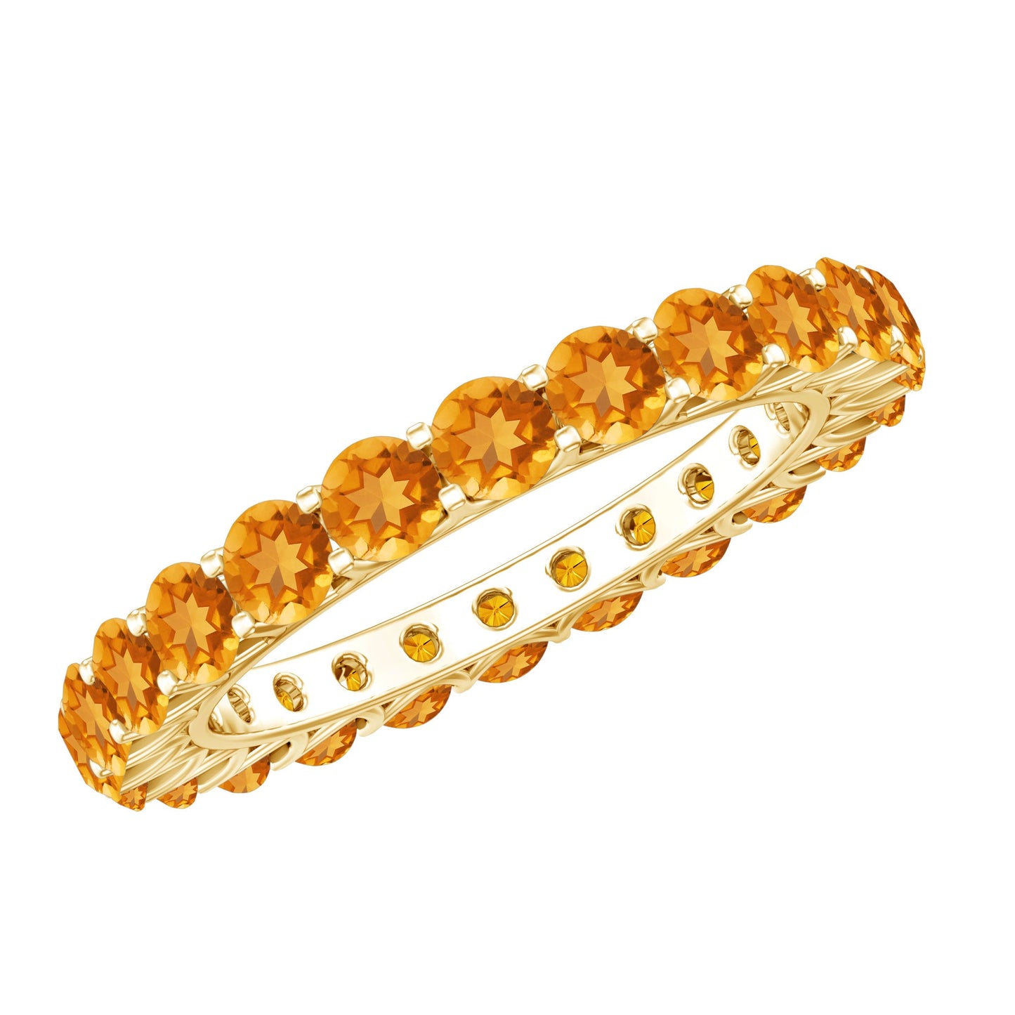 Round Citrine Simple Full Eternity Band Ring