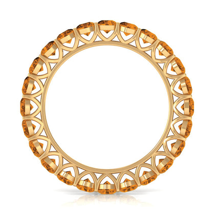 Round Citrine Simple Full Eternity Band Ring