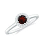 Natural Garnet Promise Ring with Diamond Halo