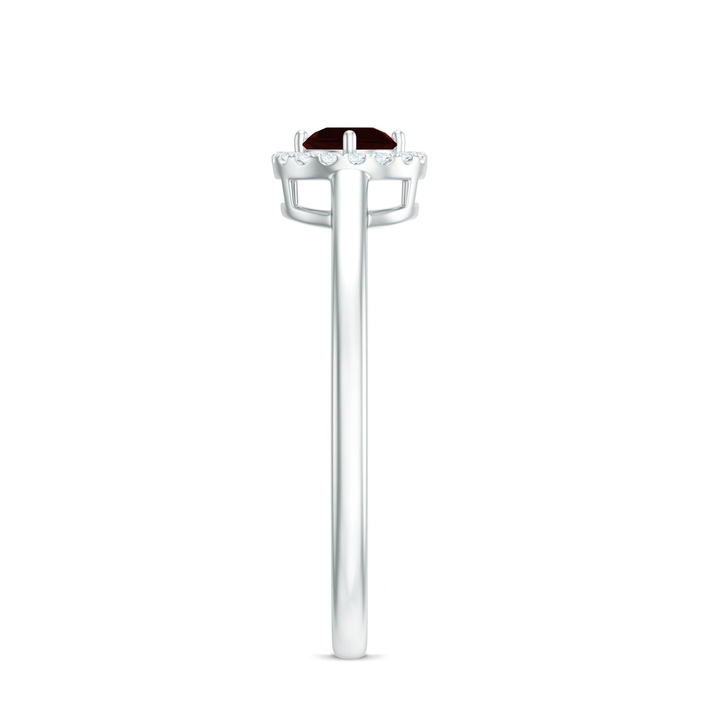 Natural Garnet Promise Ring with Diamond Halo