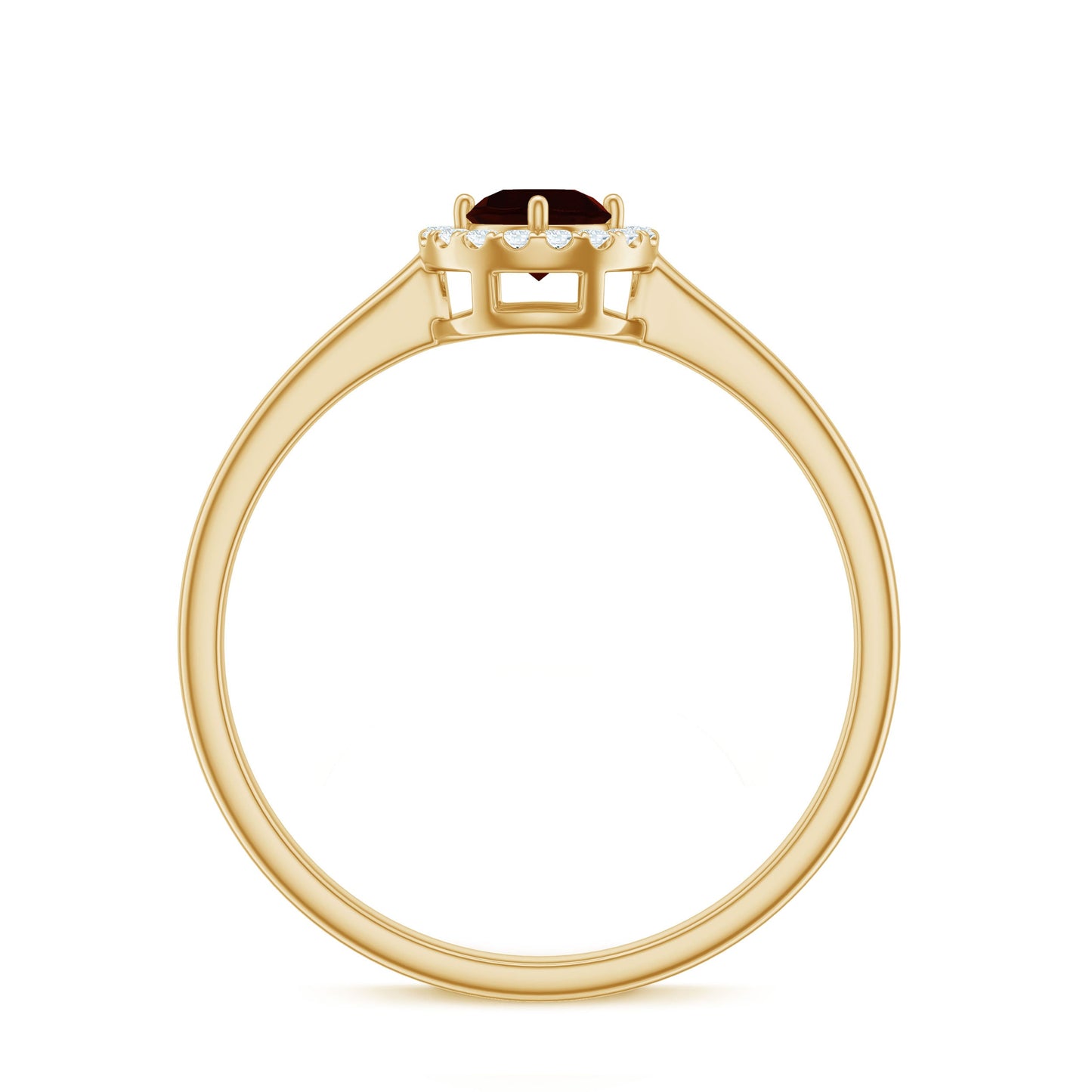 Natural Garnet Promise Ring with Diamond Halo