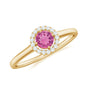 Pink Tourmaline Promise Ring with Diamond Halo