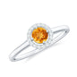 Certified Natural Citrine Promise Ring with Diamond Halo