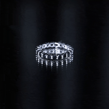 Certified Round Black Spinel Eternity Wedding Band