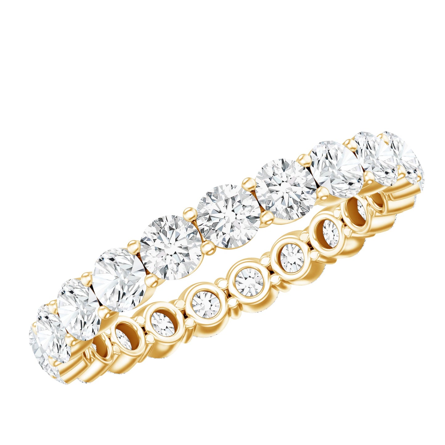 Round Cut Moissanite Simple Eternity Band Ring in Prong Setting