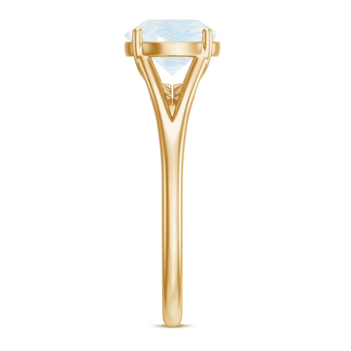 0.8 Carat Natural Moonstone Solitaire Ring with Surprise Diamond
