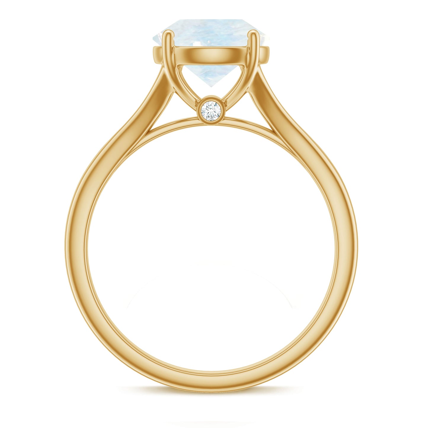 0.8 Carat Natural Moonstone Solitaire Ring with Surprise Diamond