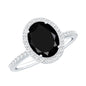 Certified 4.2 Carat Lab Grown Black and White Diamond Oval Engagement Ring with Halo