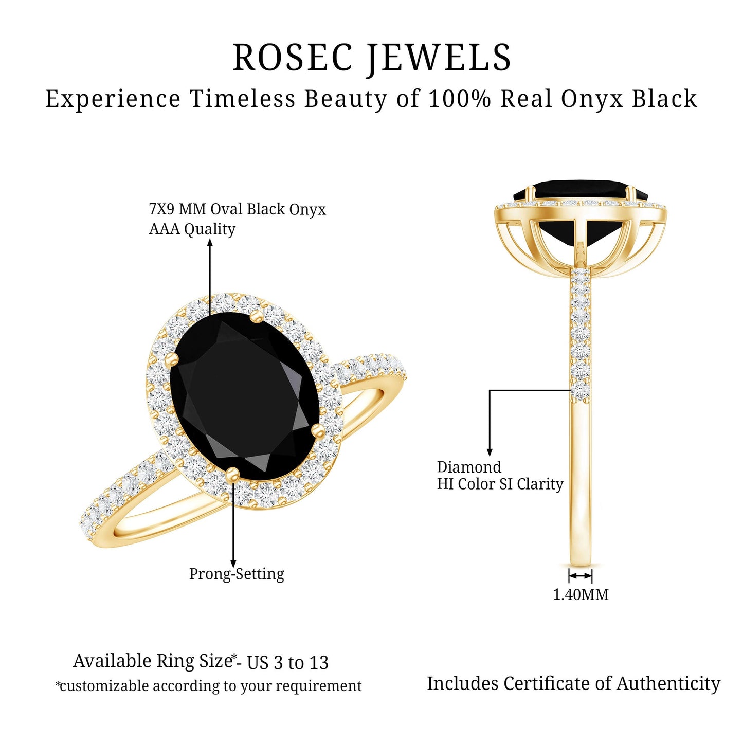 1.7 Carat Oval Cut Black Onyx Diamond Engagement Ring with Certificate