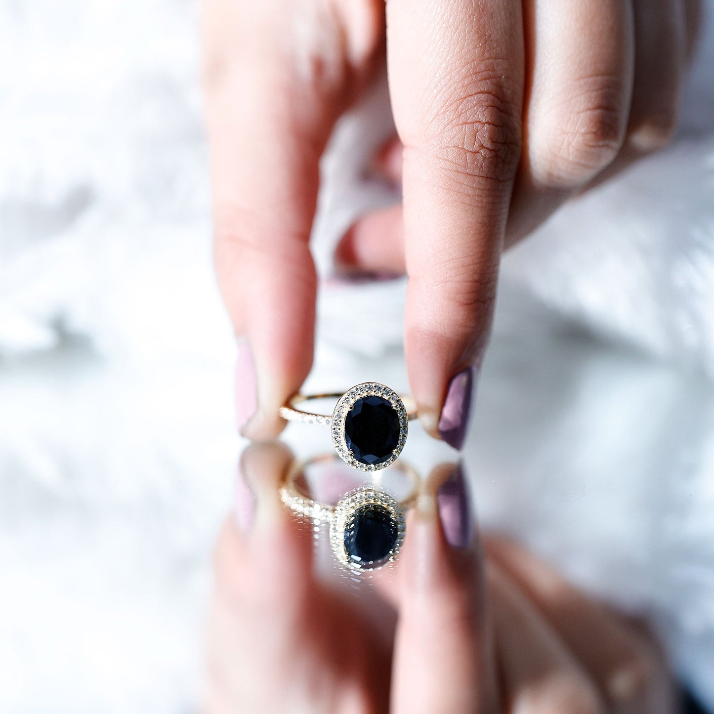 1.7 Carat Oval Cut Black Onyx Diamond Engagement Ring with Certificate