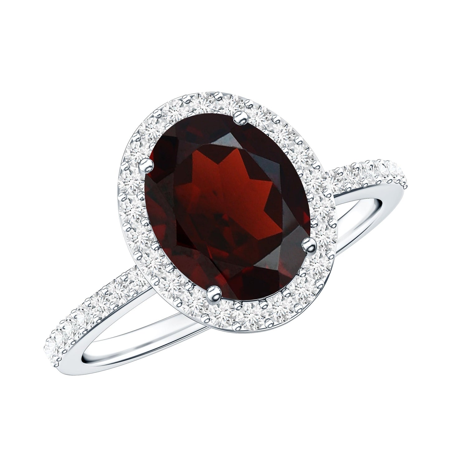 Certified Real 3.6 Carat Garnet Oval Engagement Ring with Diamond Halo