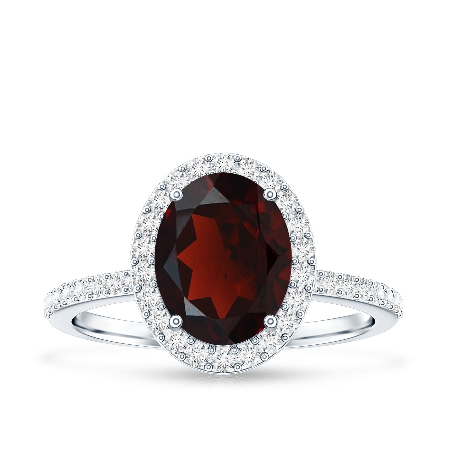 Certified Real 3.6 Carat Garnet Oval Engagement Ring with Diamond Halo