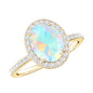 Certified Real 1.3 Carat Ethiopian Opal Engagement Ring with Diamond Halo
