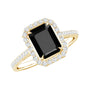 1.6 Carat Lab Grown Black and White Diamond Emerald Cut Engagement Ring with Halo