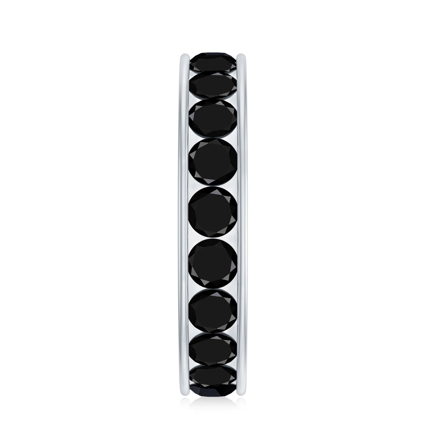 Round Cut Black Onyx Eternity Band in Channel Setting