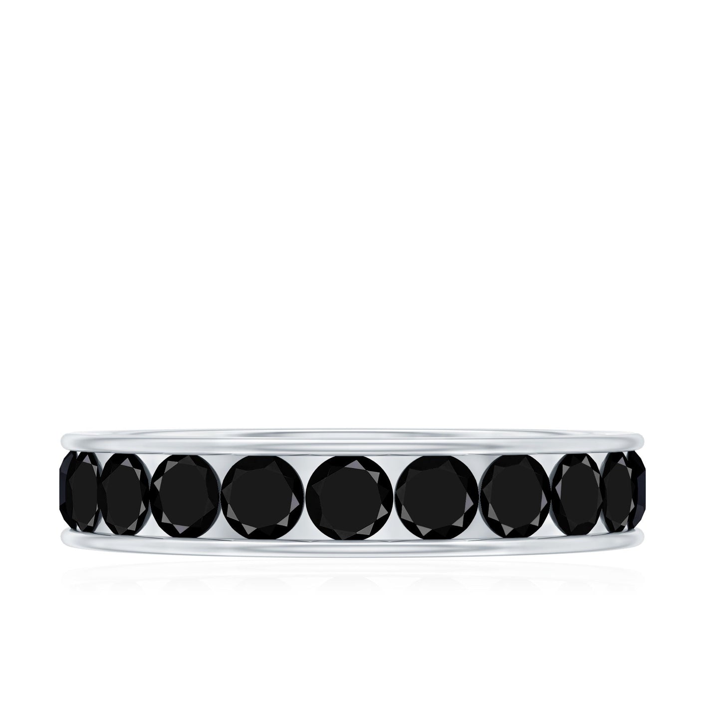 Round Cut Black Onyx Eternity Band in Channel Setting