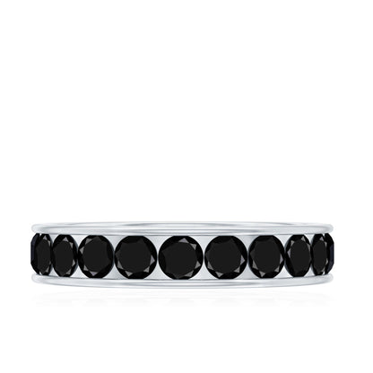 Round Cut Black Onyx Eternity Band in Channel Setting