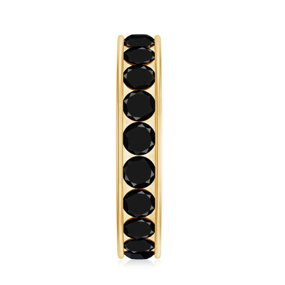 Round Cut Black Onyx Eternity Band in Channel Setting