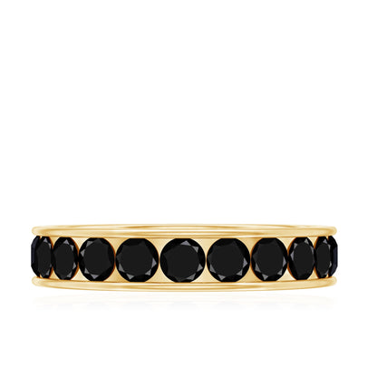 Round Cut Black Onyx Eternity Band in Channel Setting