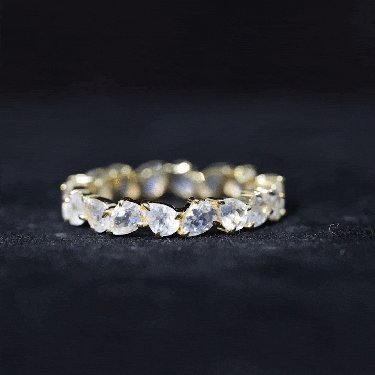 Pear Cut Moonstone Eternity Band Ring