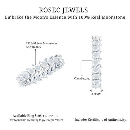 Pear Cut Moonstone Eternity Band Ring