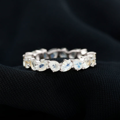 Pear Cut Moonstone Eternity Band Ring