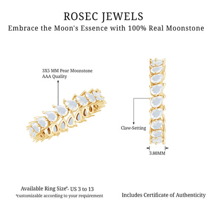 Pear Cut Moonstone Eternity Band Ring