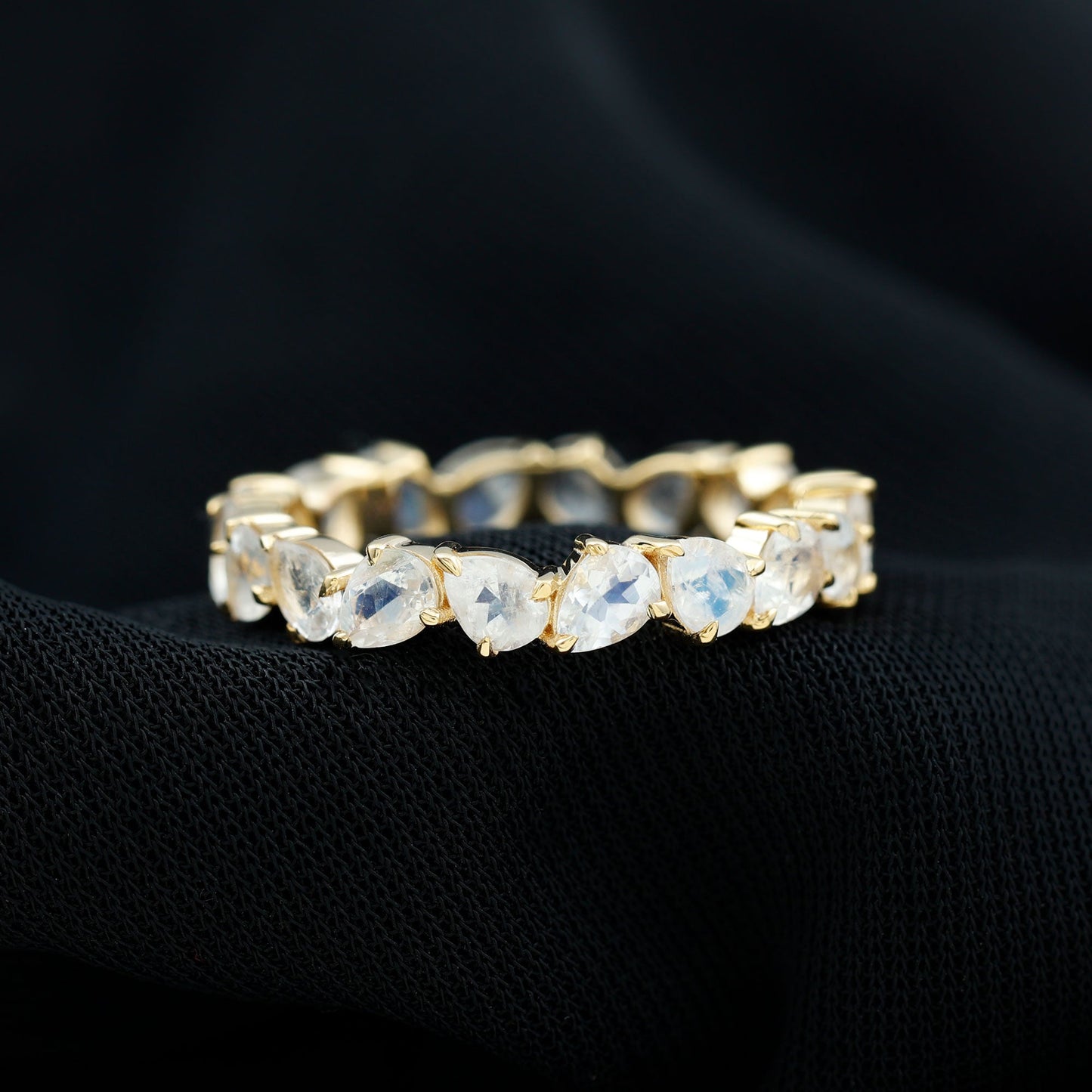 Pear Cut Moonstone Eternity Band Ring
