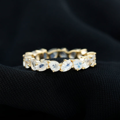Pear Cut Moonstone Eternity Band Ring