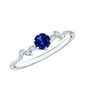 Certified 0.6 Carat Lab Grown Blue Sapphire Flower Promise Ring with Diamond