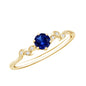 Certified 0.6 Carat Lab Grown Blue Sapphire Flower Promise Ring with Diamond