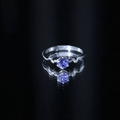 Real Tanzanite and Diamond Promise Ring