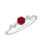 Ruby and Diamond Leaf Branch Promise Ring