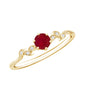 Ruby and Diamond Leaf Branch Promise Ring