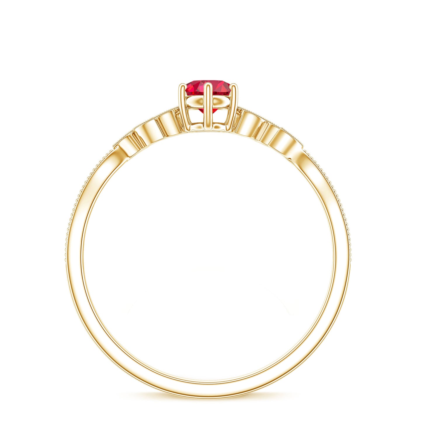 Minimalist Lab Grown Ruby Leaf Promise Ring With Real Diamonds