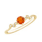 Round Fire Opal Leaf Promise Ring with Diamond
