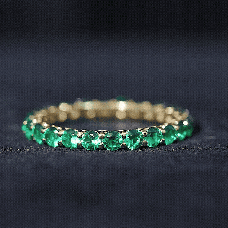 Certified Lab Created Emerald Full Eternity Band Ring