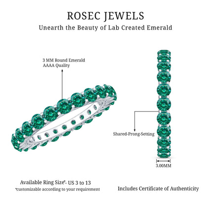 Certified Lab Created Emerald Full Eternity Band Ring