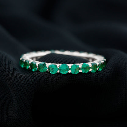 Certified Lab Created Emerald Full Eternity Band Ring