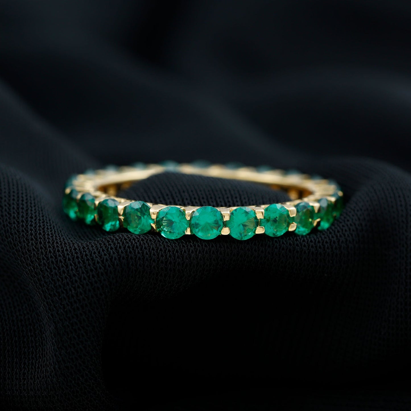 Certified Lab Created Emerald Full Eternity Band Ring
