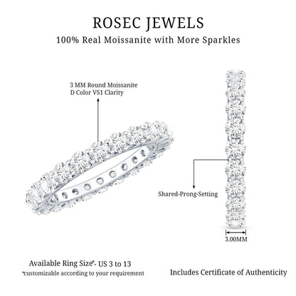 Certified Moissanite Stackable Eternity Band Ring